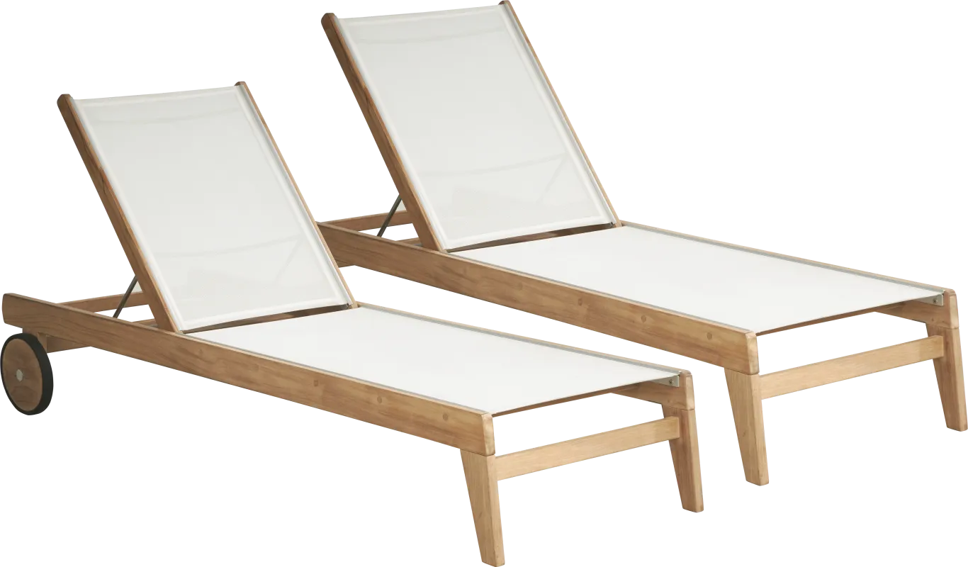 Pleasant Bay Teak Outdoor Chaise, Set of 2