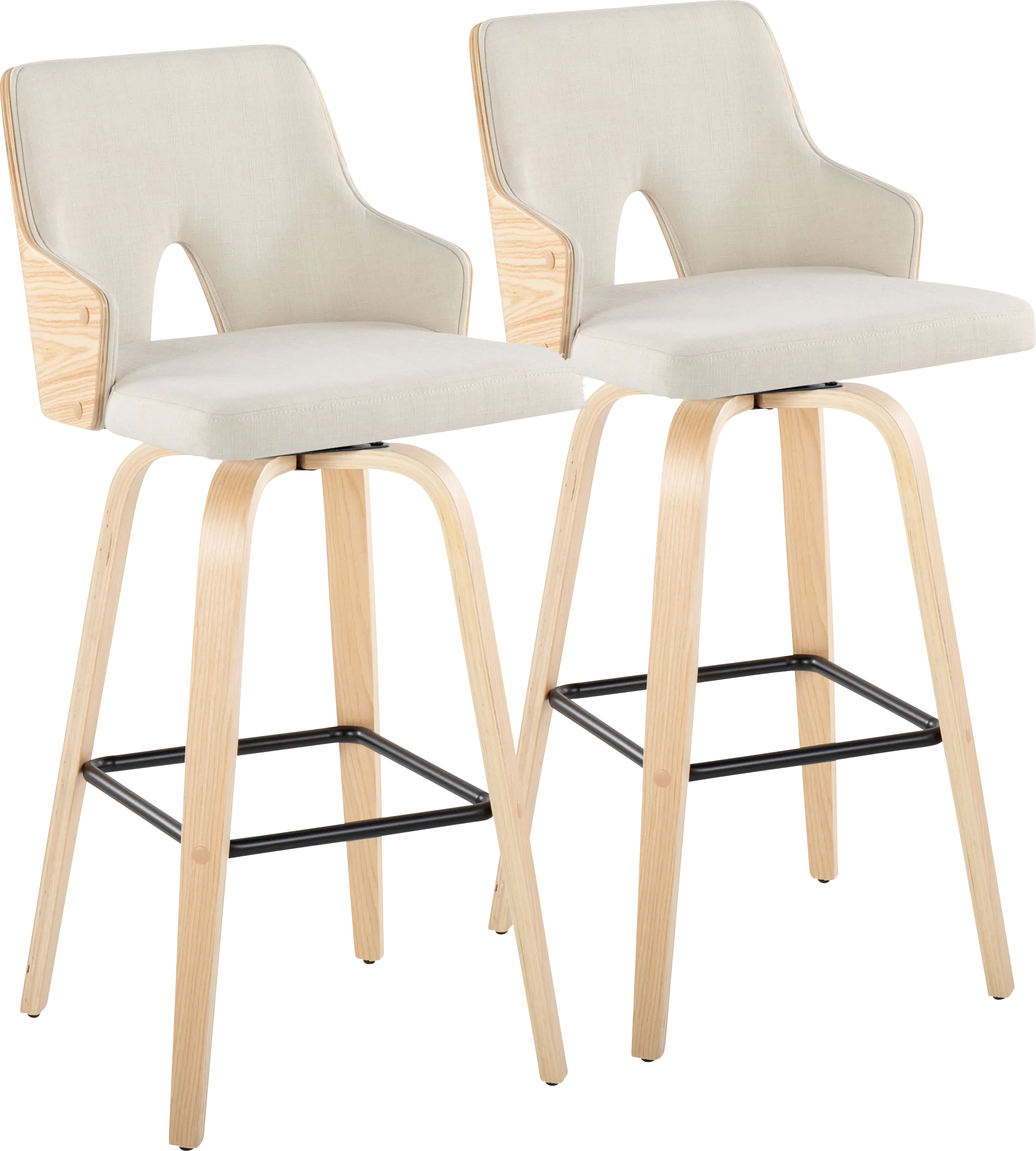 Zennia II Cream Swivel Barstool, Set of 2