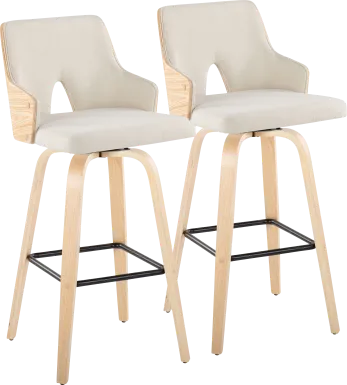 Zennia II Cream Swivel Barstool, Set of 2
