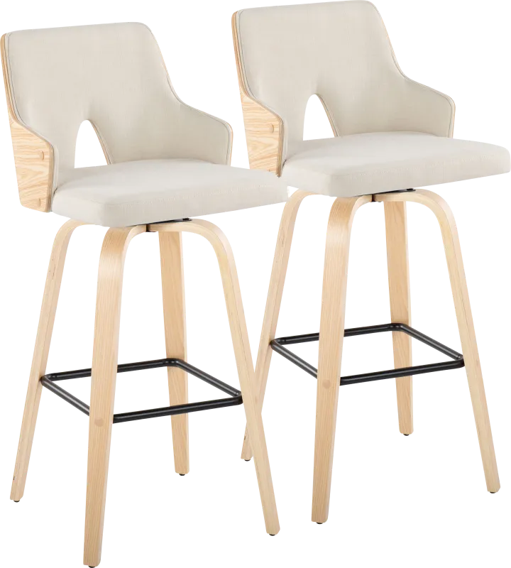 Zennia II Cream Swivel Barstool, Set of 2