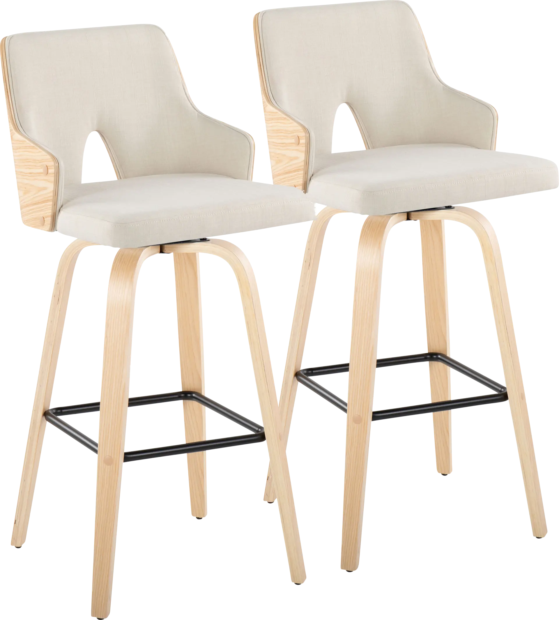 Zennia II Cream Swivel Barstool, Set of 2