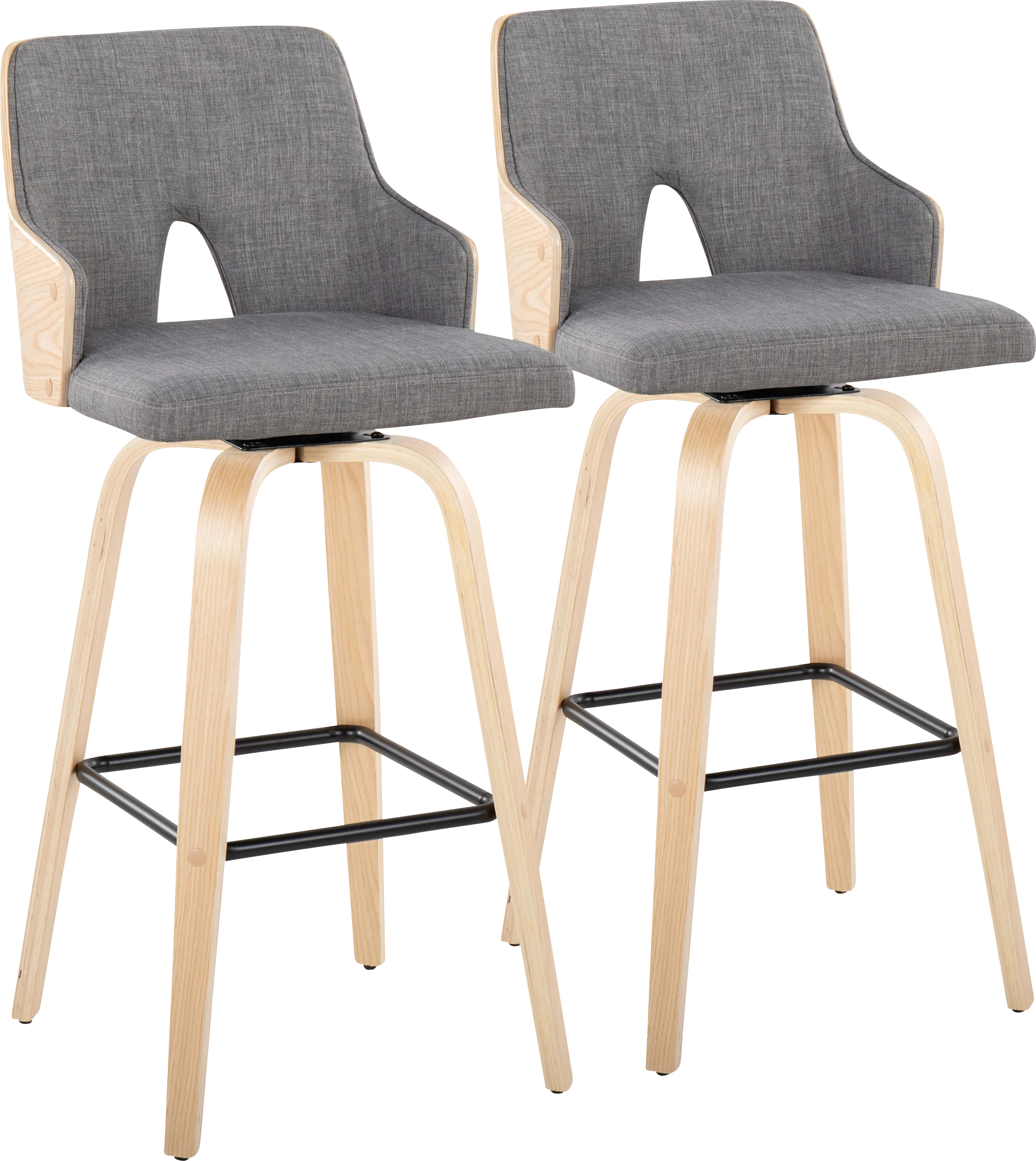 Zennia II Gray Swivel Barstool, Set of 2 - Thumbnail - Image 1