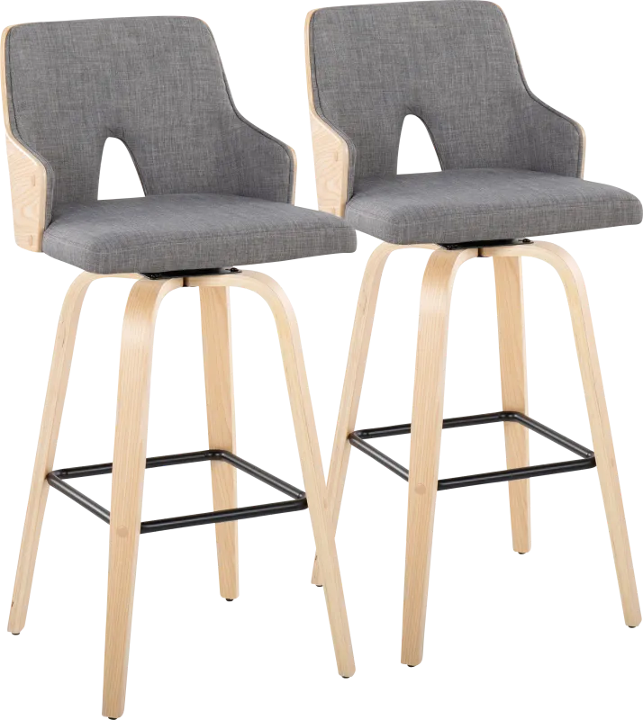 Zennia II Gray Swivel Barstool, Set of 2