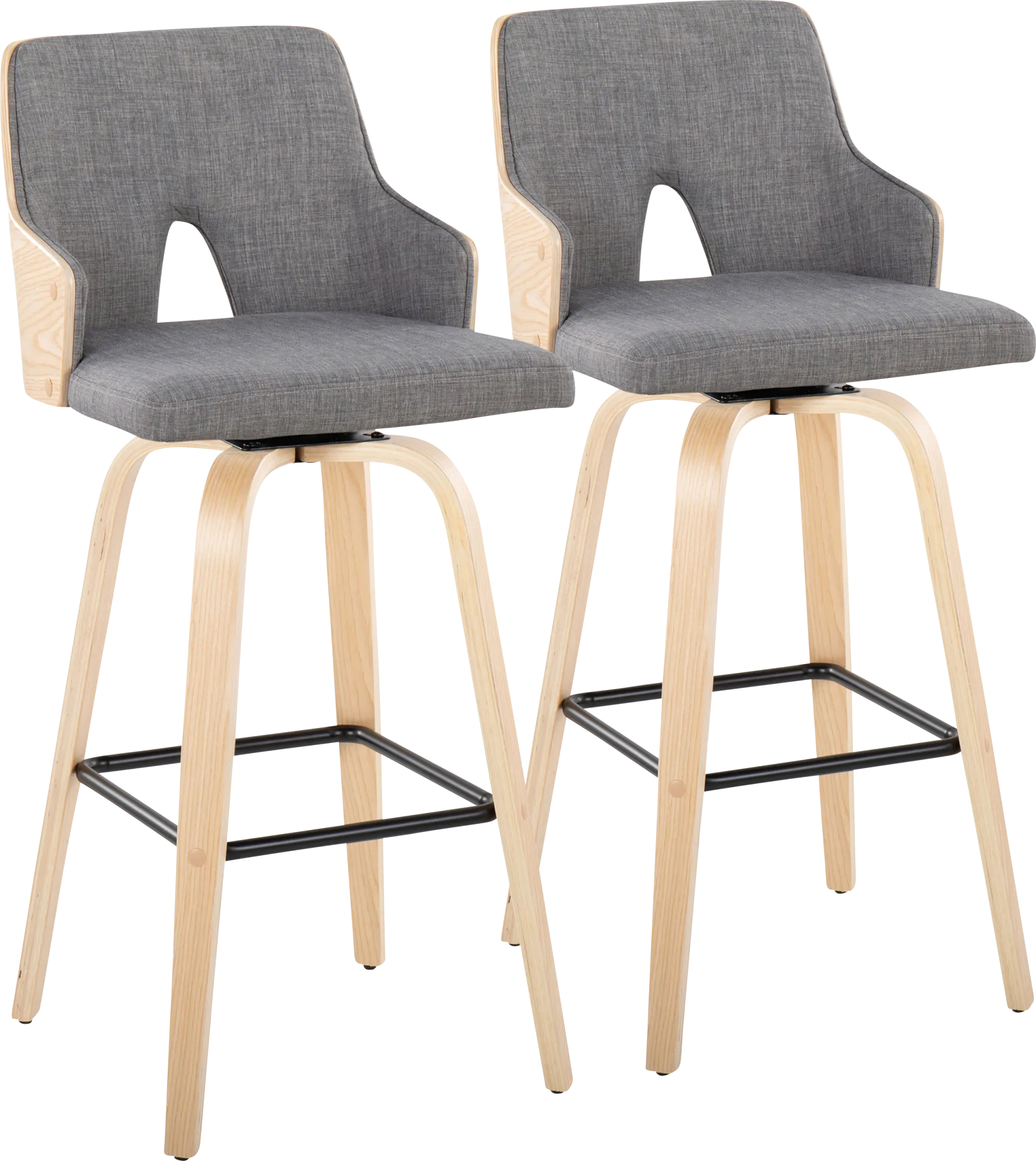 Zennia II Gray Swivel Barstool, Set of 2 - Image 1