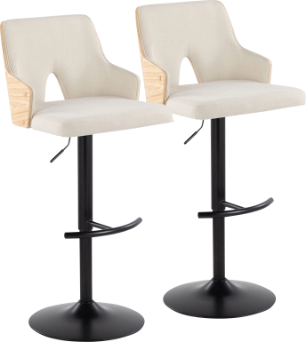 Zennia III Cream Adjustable Barstool, Set of 2