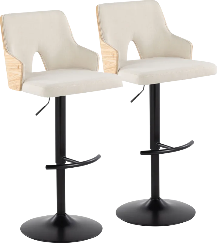 Zennia III Cream Adjustable Barstool, Set of 2