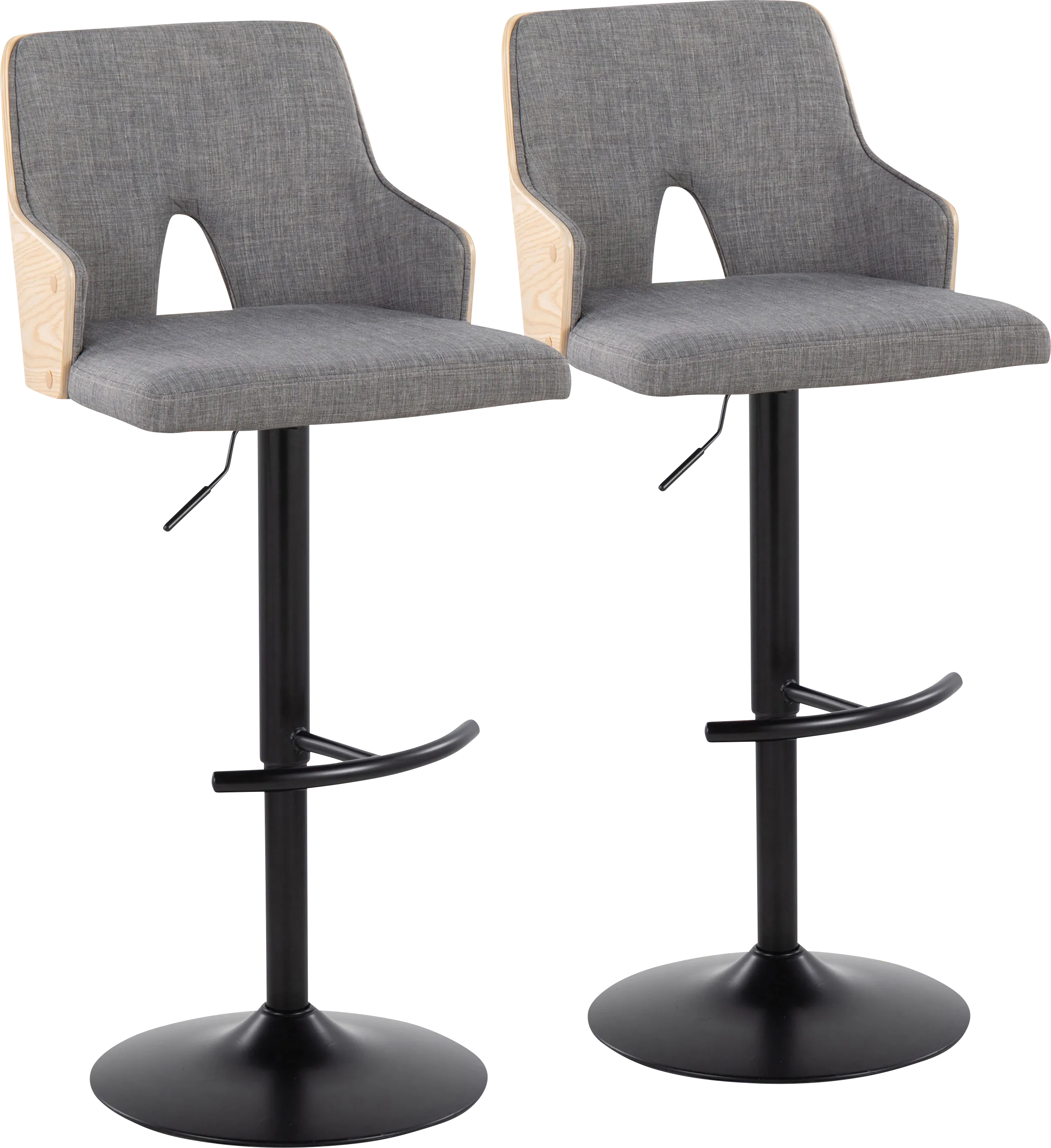 Zennia III Gray Adjustable Barstool, Set of 2