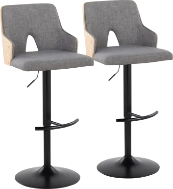 Zennia III Gray Adjustable Barstool, Set of 2
