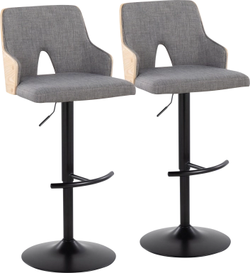 Zennia III Gray Adjustable Barstool, Set of 2