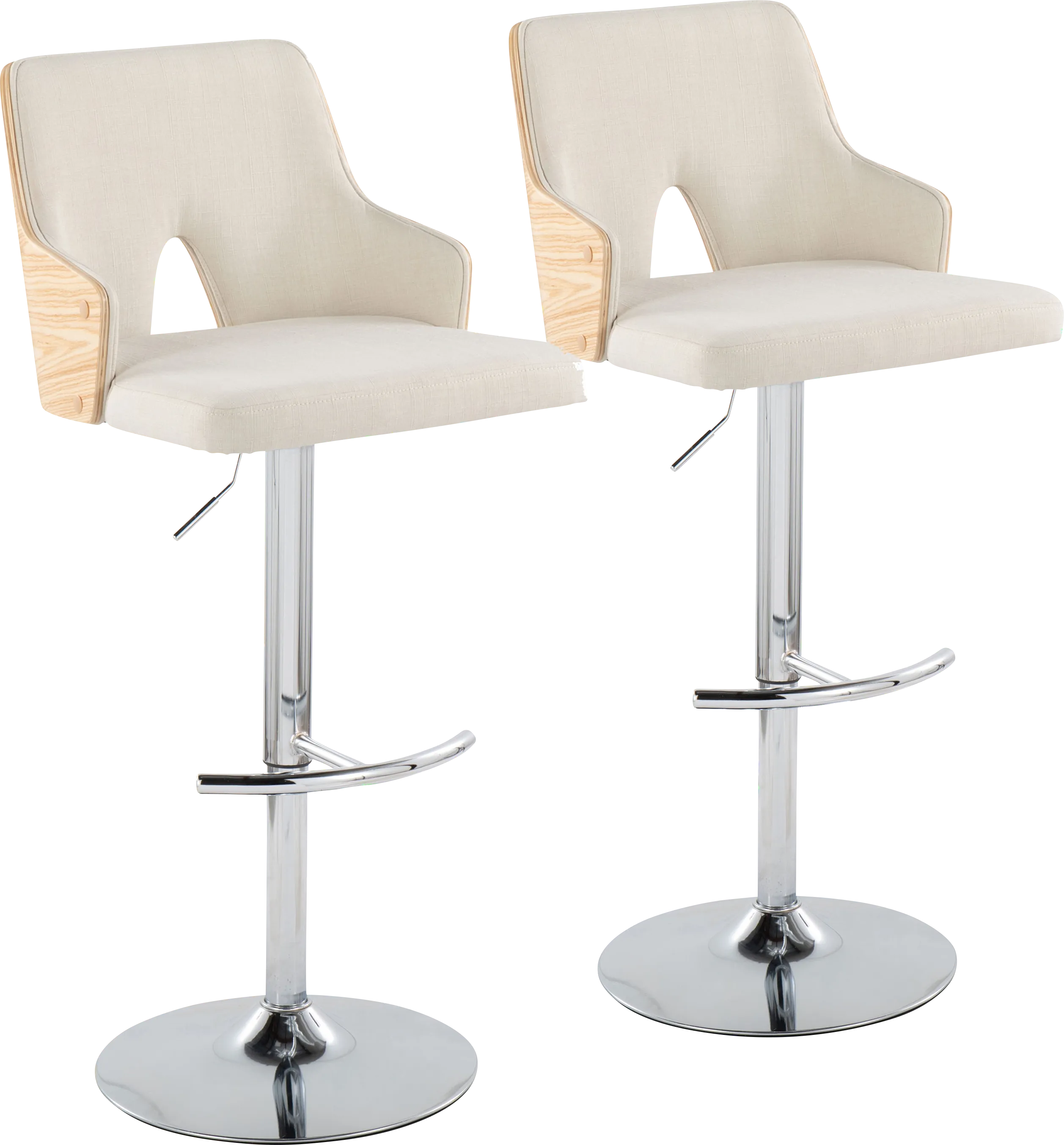 Zennia IV Cream Adjustable Barstool, Set of 2 - Thumbnail - Image 1