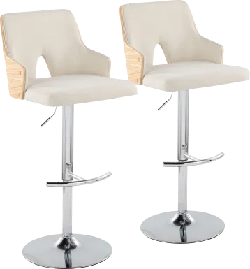 Zennia IV Cream Adjustable Barstool, Set of 2