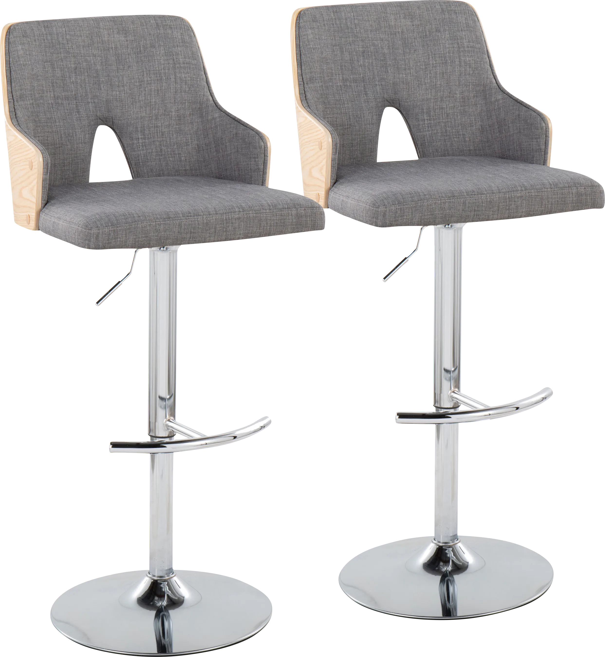 Zennia IV Gray Adjustable Barstool, Set of 2 - Thumbnail - Image 1