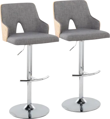 Zennia IV Gray Adjustable Barstool, Set of 2