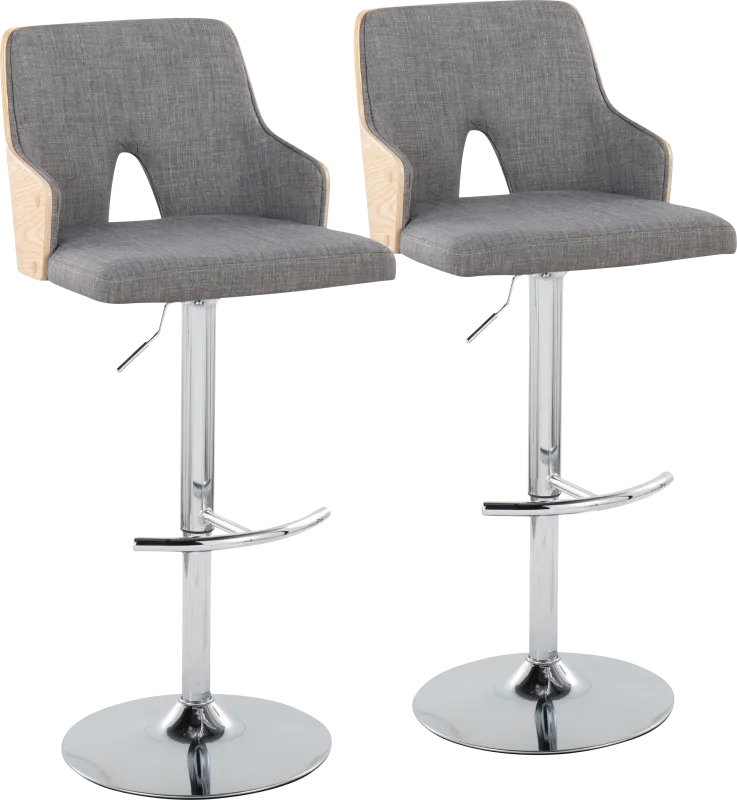 Zennia IV Gray Adjustable Barstool, Set of 2