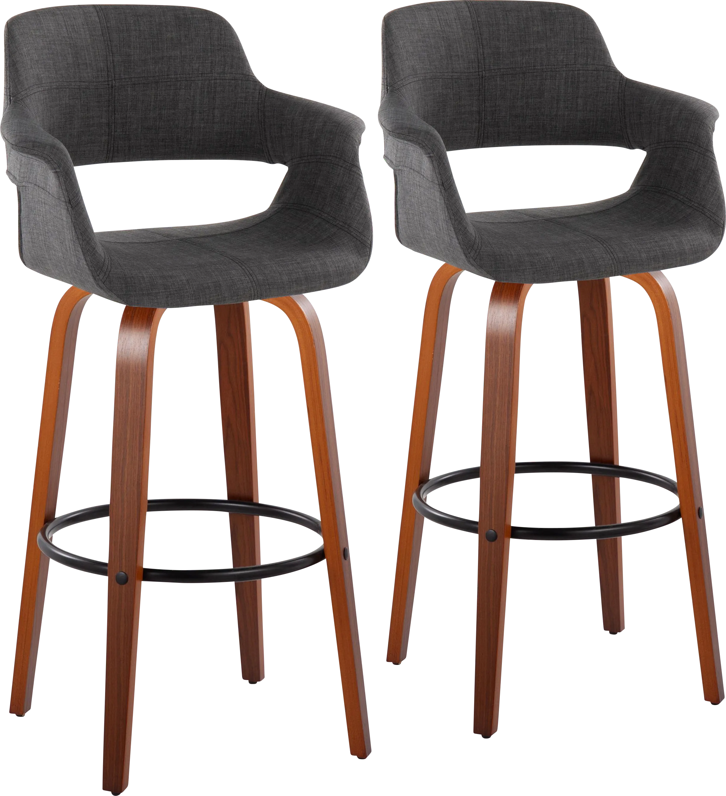 Lafanette V Charcoal Swivel Barstool, Set of 2