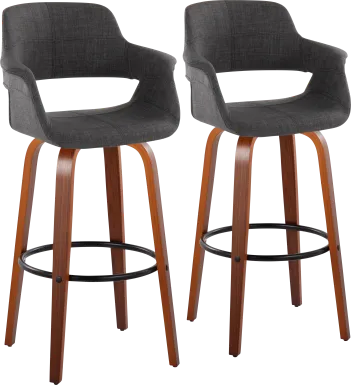 Lafanette V Charcoal Swivel Barstool, Set of 2