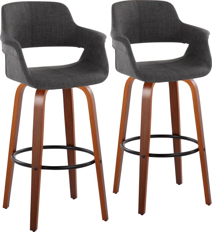 Lafanette V Charcoal Swivel Barstool, Set of 2