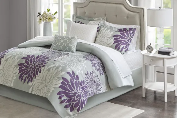 Papania Purple 9 Pc Full Comforter Set