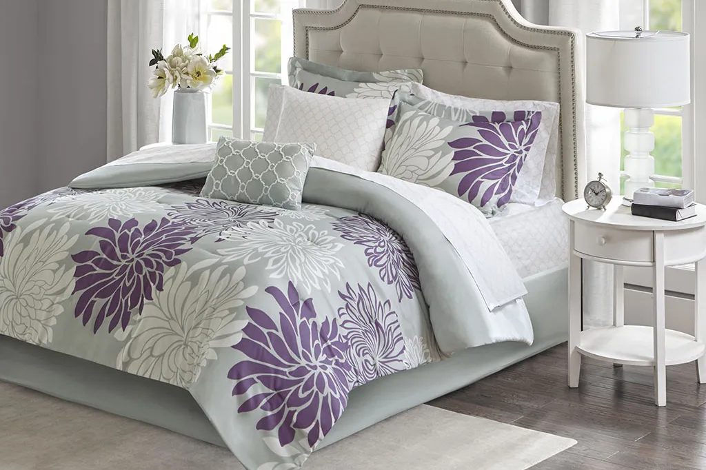 Papania Purple 9 Pc Queen Comforter Set - Image 2