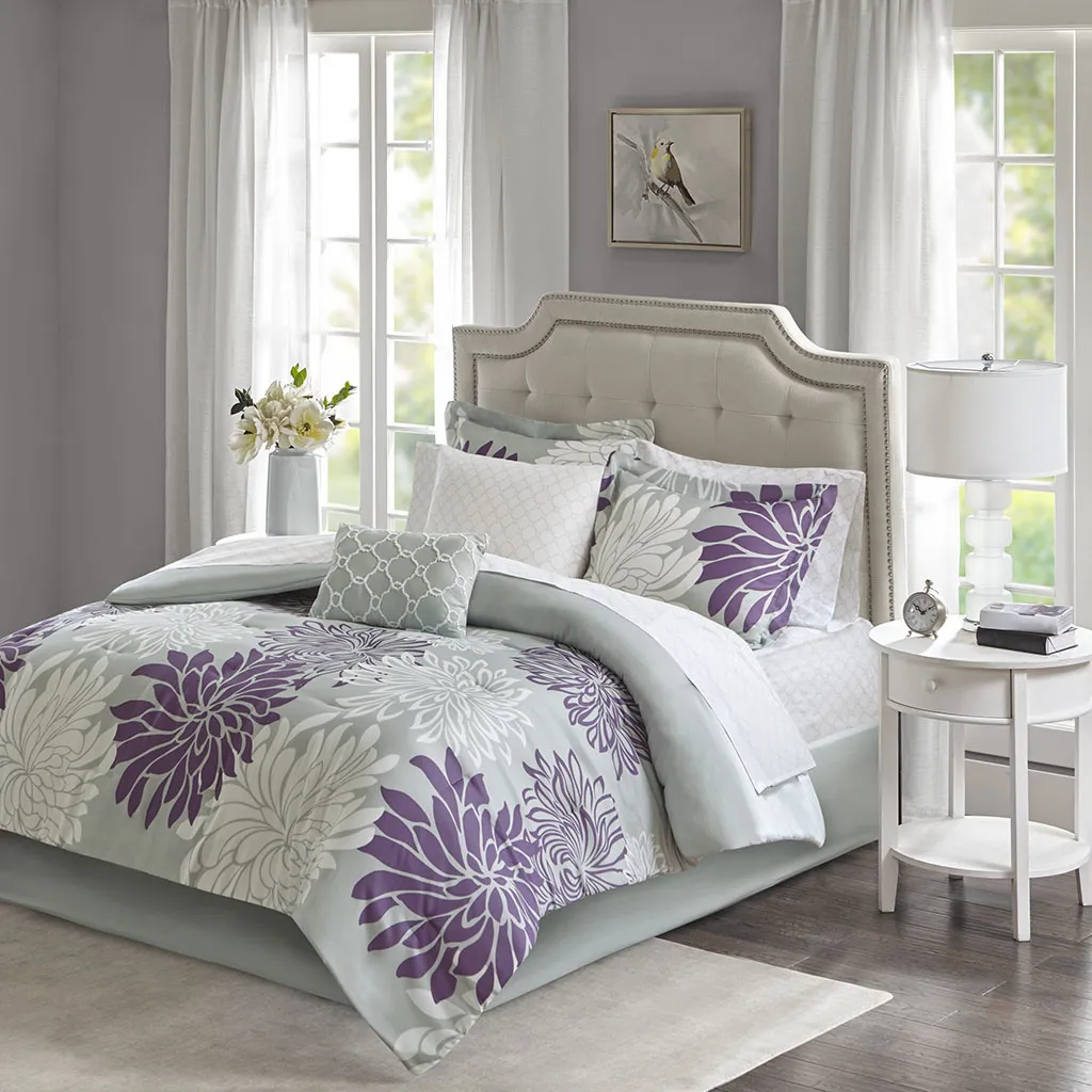 Papania Purple 9 Pc Queen Comforter Set - Image 1