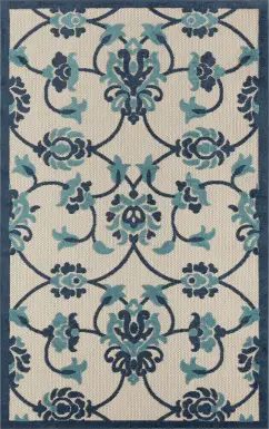 Kanguho Blue 7'10 x 9'10 Indoor/Outdoor Rug