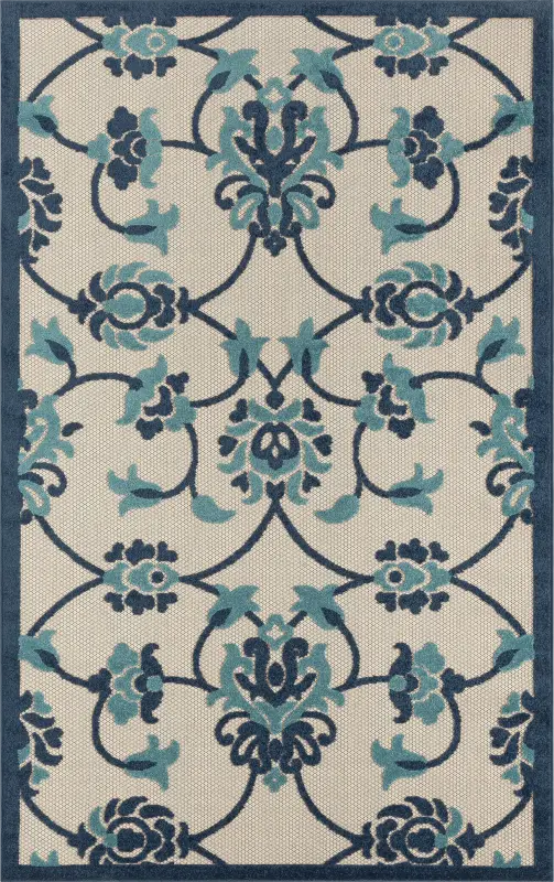 Kanguho Blue 7'10 x 9'10 Indoor/Outdoor Rug