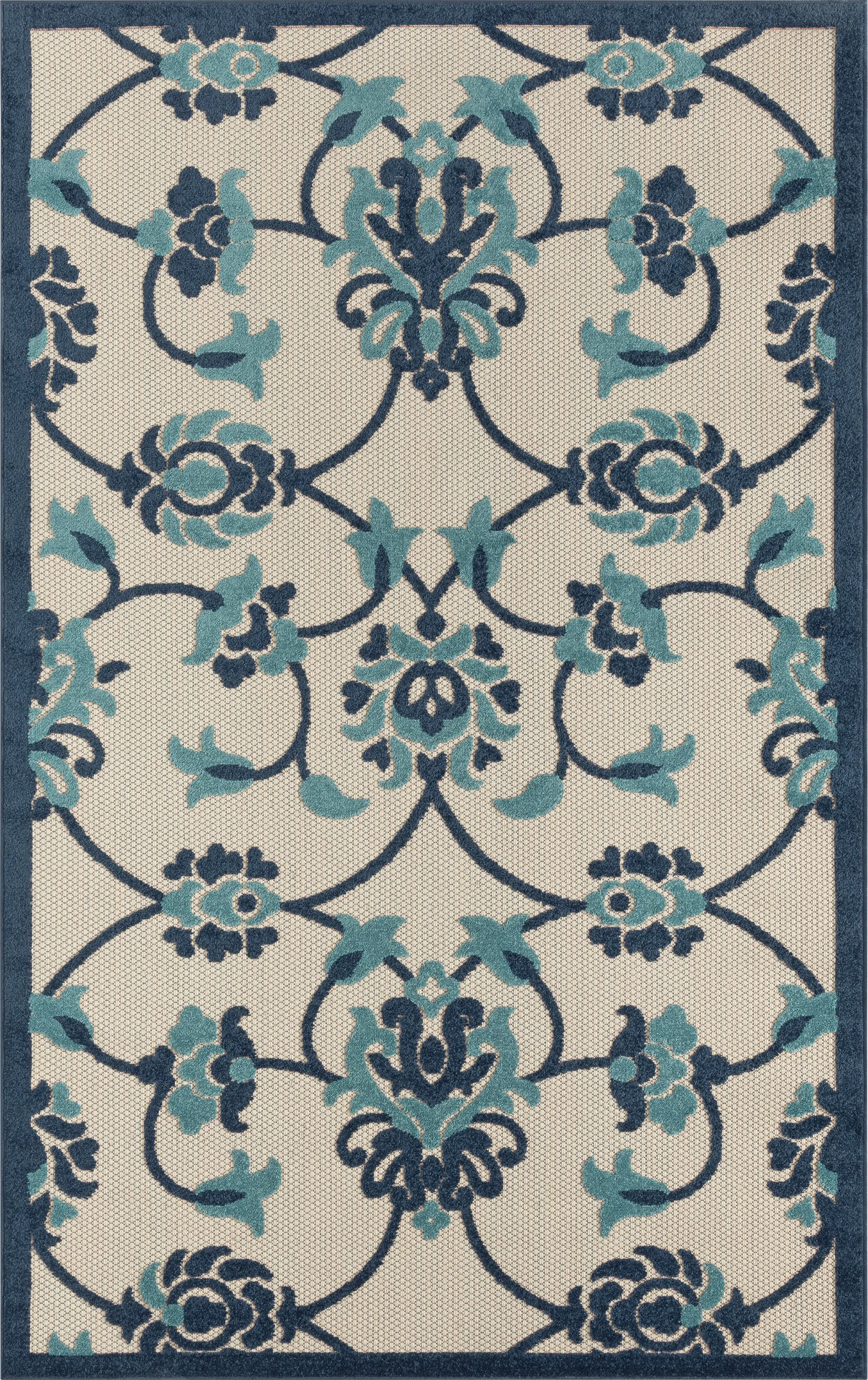 Kanguho Blue 7'10 x 9'10 Indoor/Outdoor Rug - Image 1