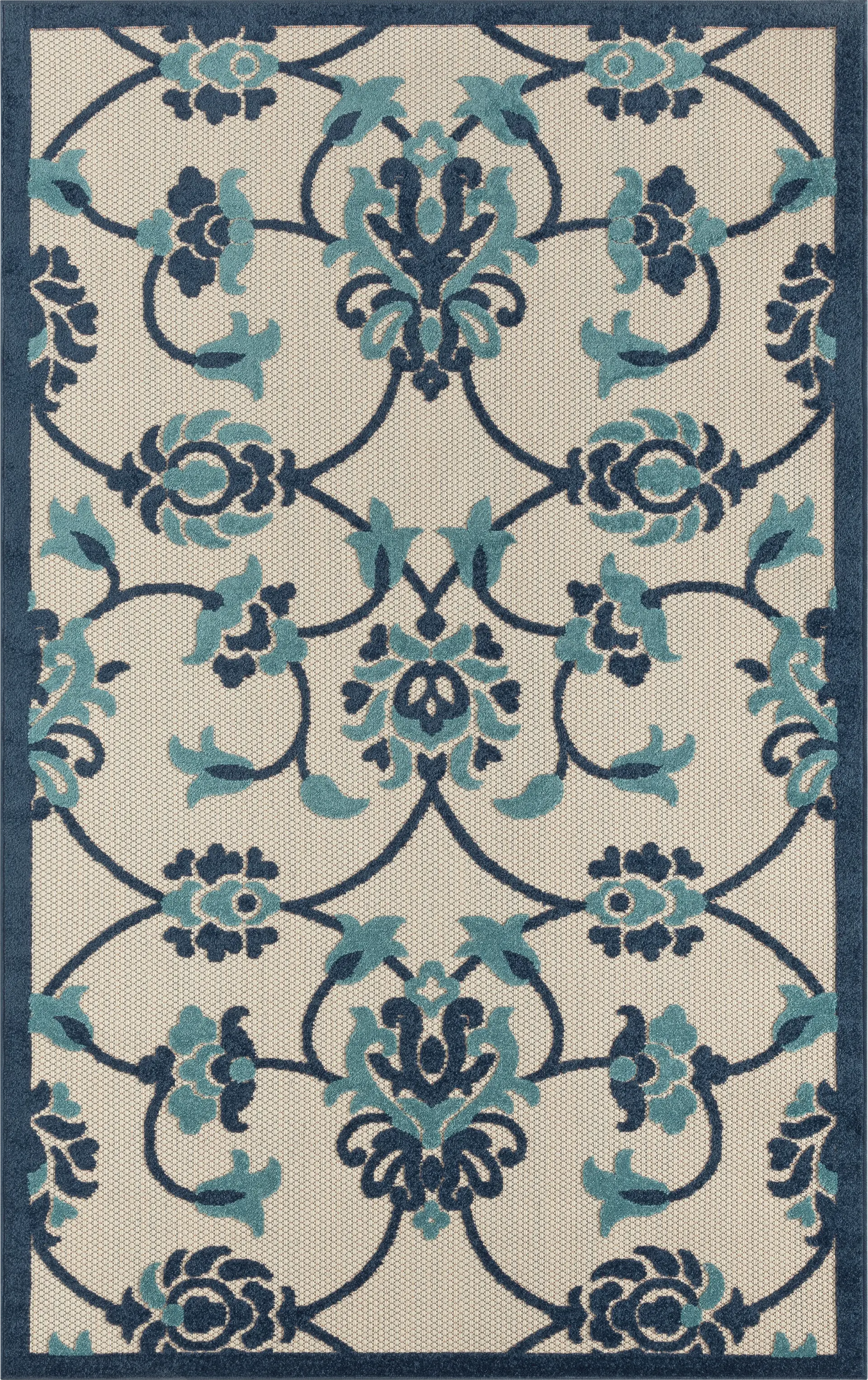 Kanguho Blue 7'10 x 9'10 Indoor/Outdoor Rug