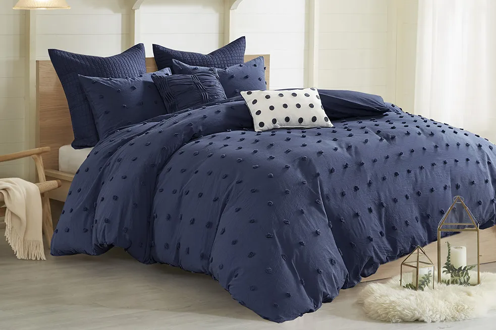 Samorar Blue 7 Pc Full/Queen Comforter Set - Image 1