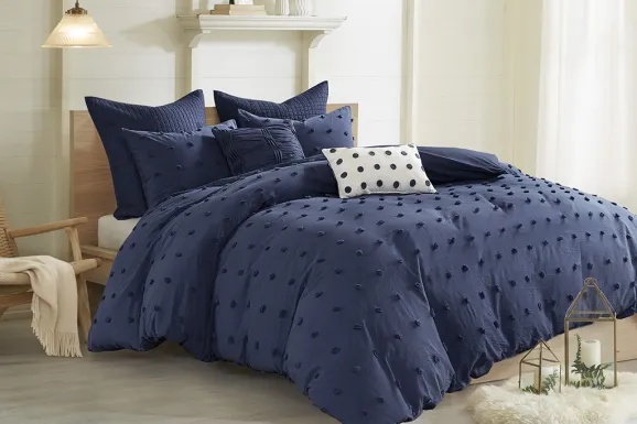 Samorar 7 Pc Blue King/California King Comforter Set