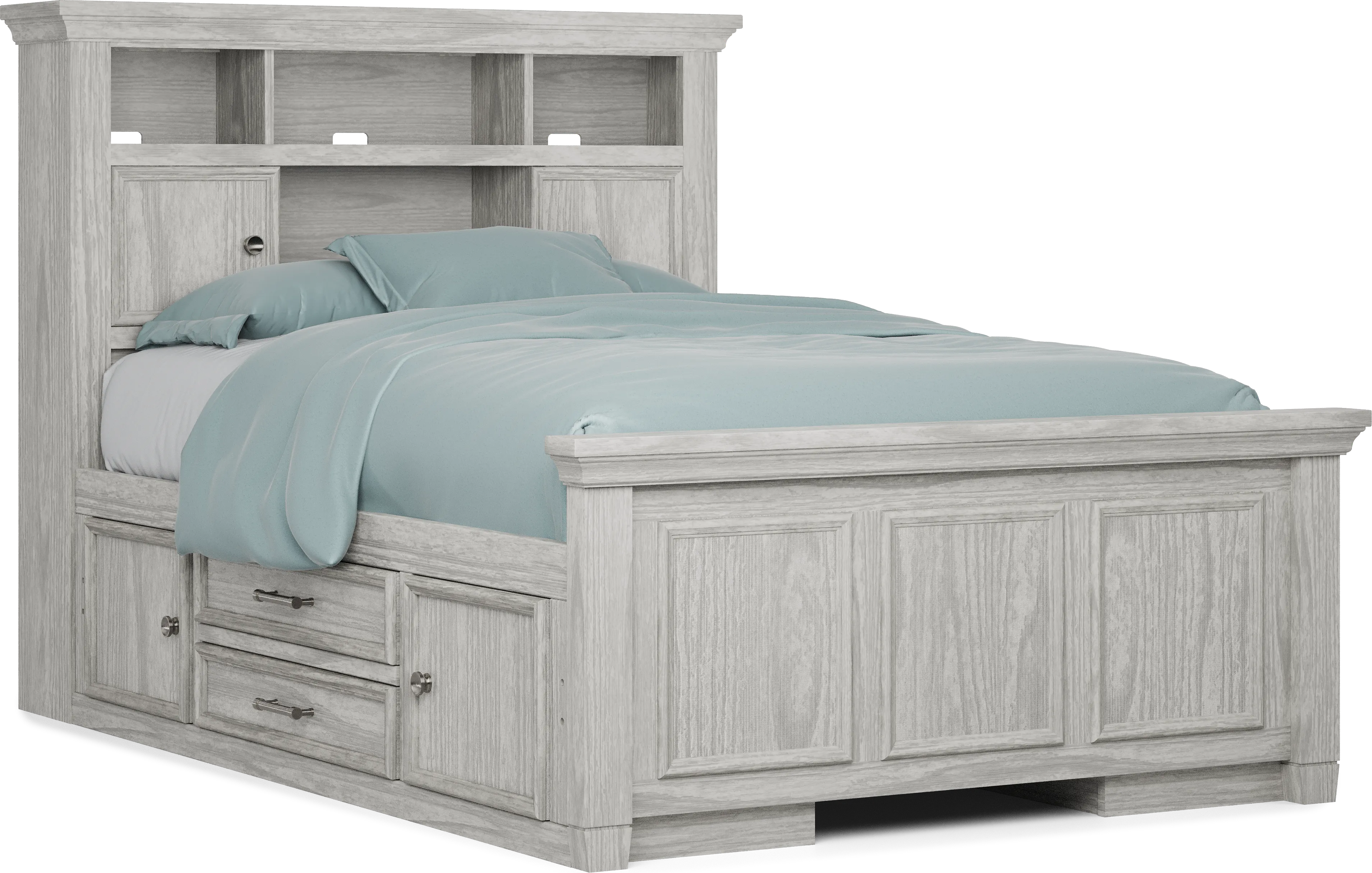 Kids Canyon Lake Ash Gray Full Bookcase Bedroom with 2 Storage Side Rails - Thumbnail - Image 2