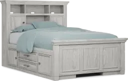 full bookcase bed with 2 storage rails