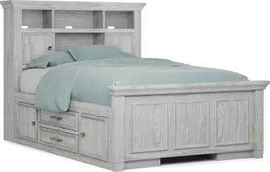 full bookcase bed with 2 storage rails
