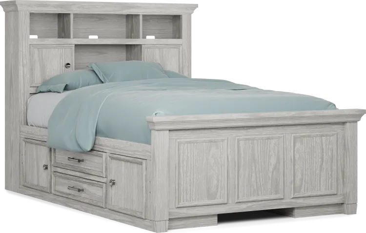 full bookcase bed with 2 storage rails