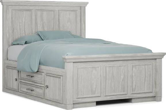 Kids Canyon Lake Ash Gray Full Panel Bed with 2 Storage Side Rails