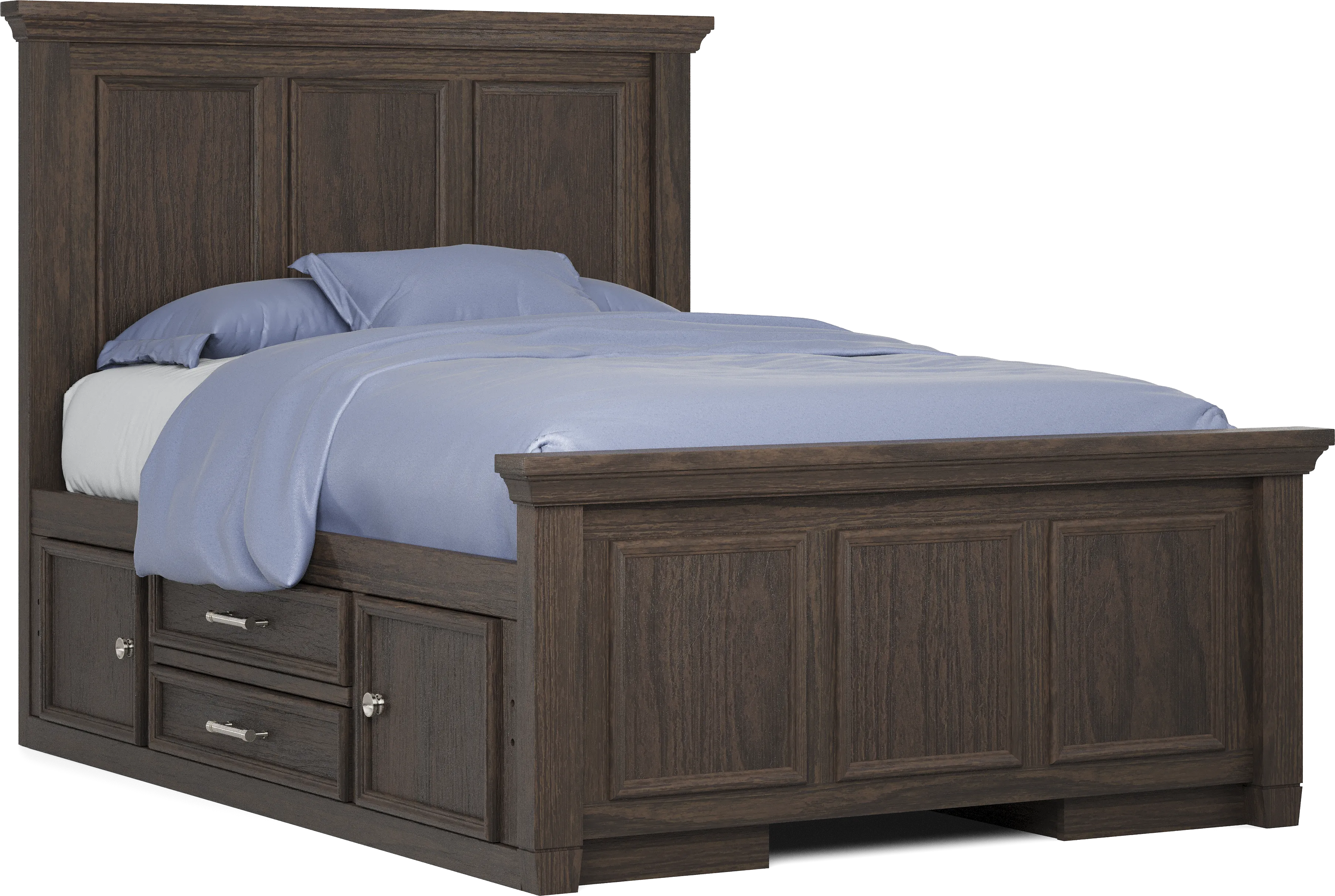 Kids Canyon Lake Java Full Panel Bed with 2 Storage Side Rails - Thumbnail - Image 1