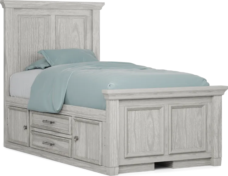 twin panel bed with storage rails