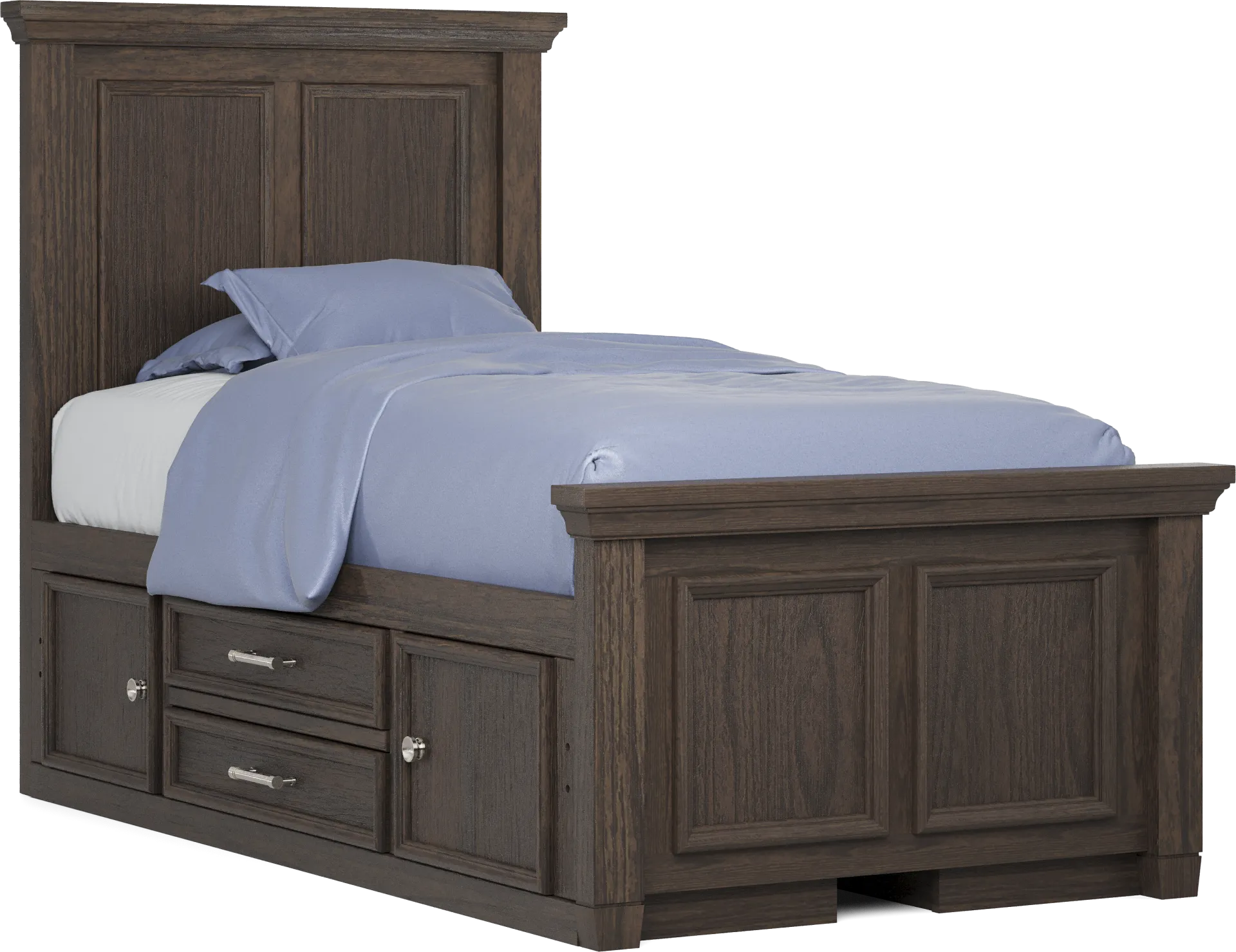 Kids Canyon Lake Java Twin Panel Bed with 2 Storage Side Rails - Image 2