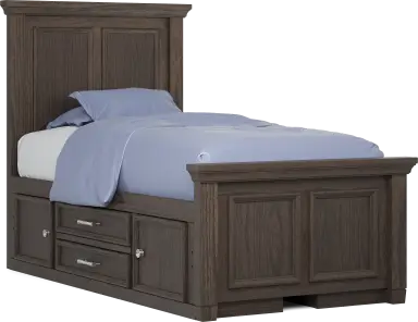 twin panel bed with storage rails