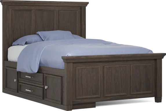 Kids Canyon Lake Java Full Panel Bed with Storage Side Rail