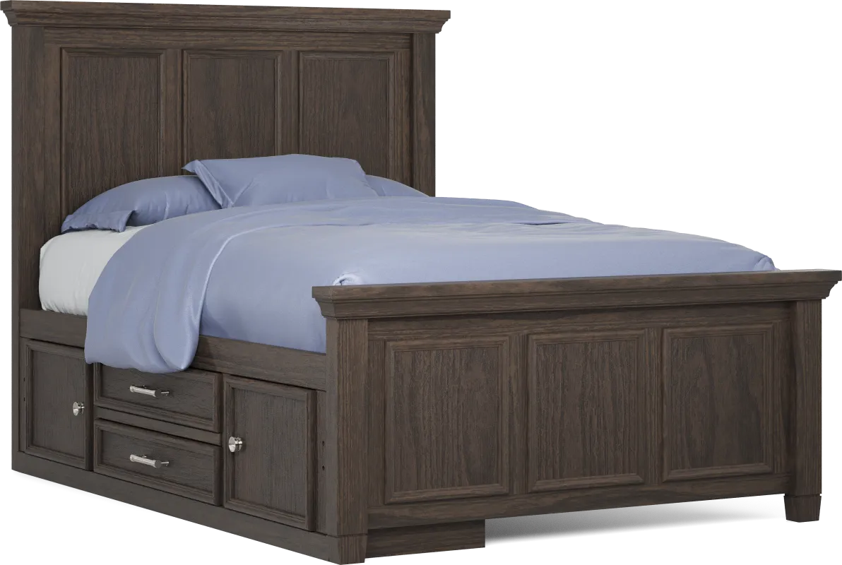 Kids Canyon Lake Java Full Panel Bed with Storage Side Rail