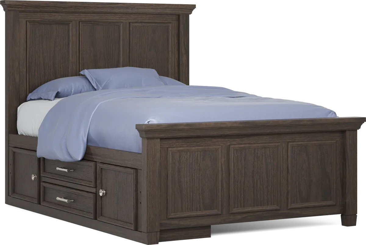 Java Bed Canyon Lake 3 Pc Java Dark Wood Full Panel Bed With Storage Rail ...