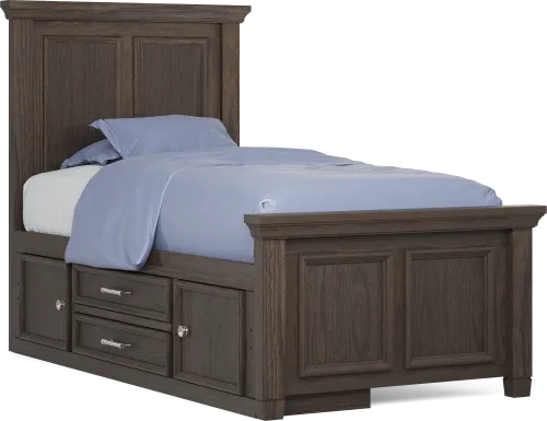 Kids Canyon Lake Java Twin Panel Bed with Storage Side Rail