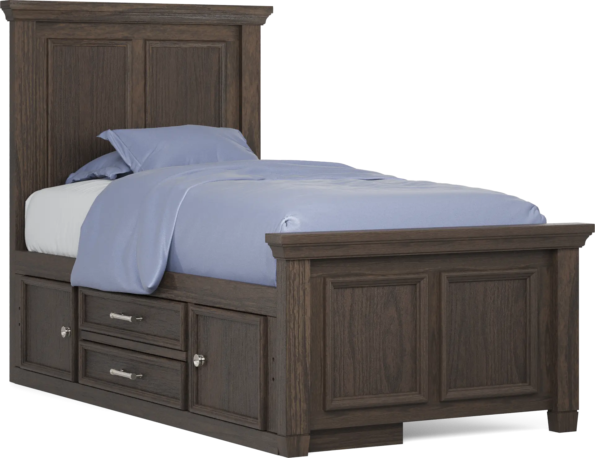 Kids Canyon Lake Java Twin Panel Bed with Storage Side Rail