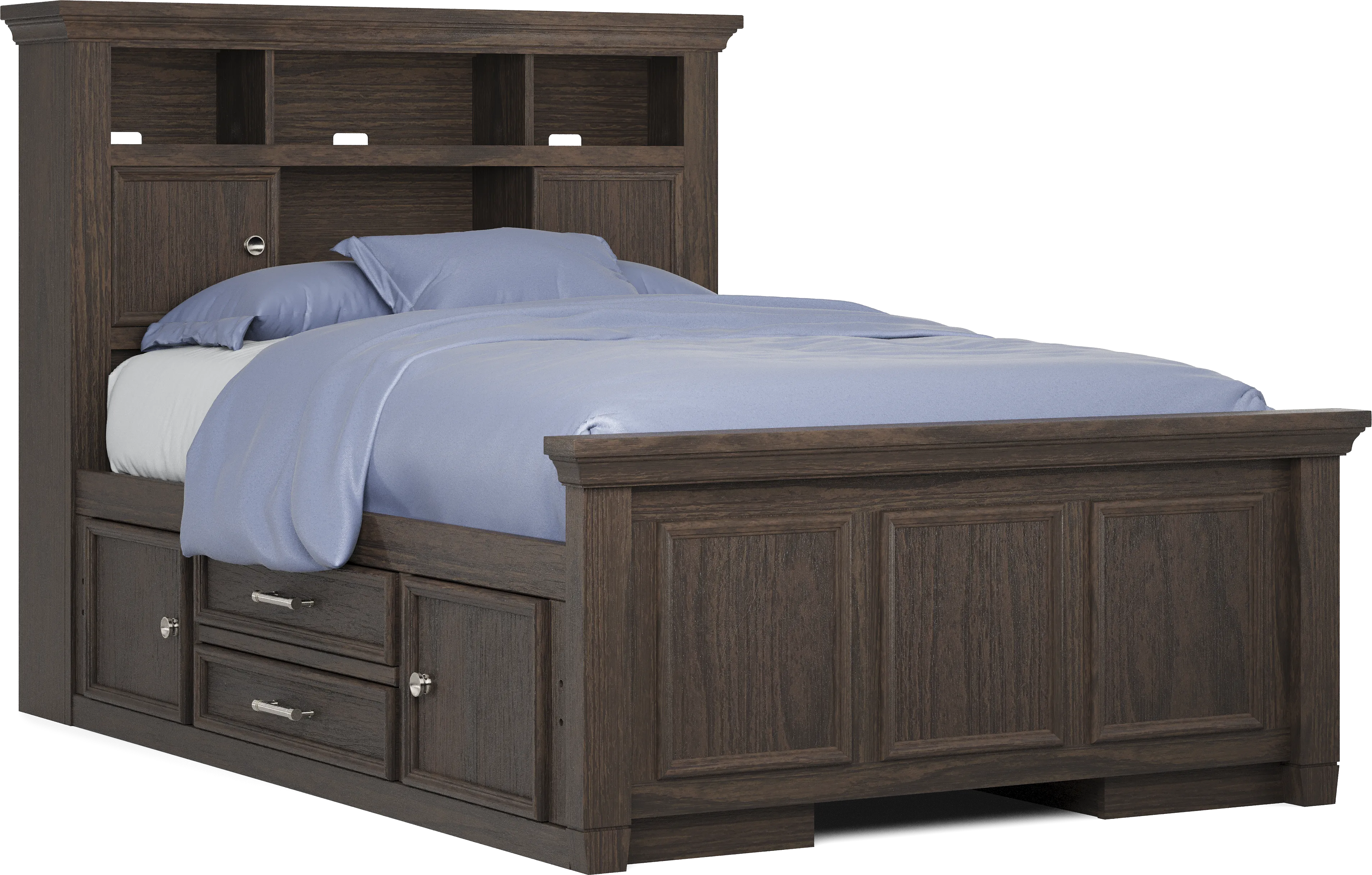 Kids Canyon Lake Java Full Bookcase Bed with 2 Storage Side Rails - Thumbnail - Image 1
