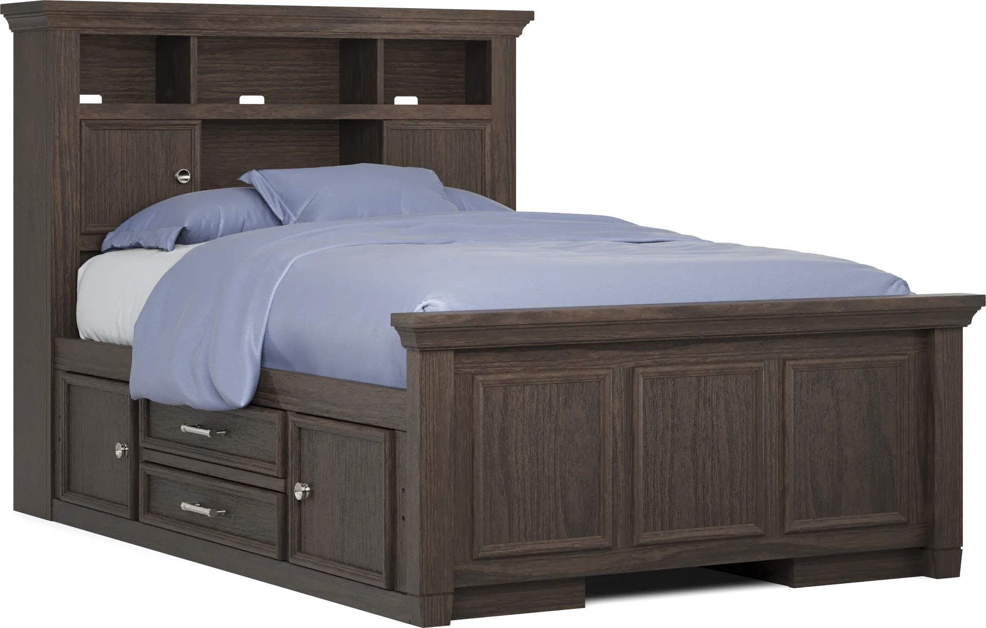 Kids Canyon Lake Java Full Bookcase Bed with 2 Storage Side Rails - Image 1