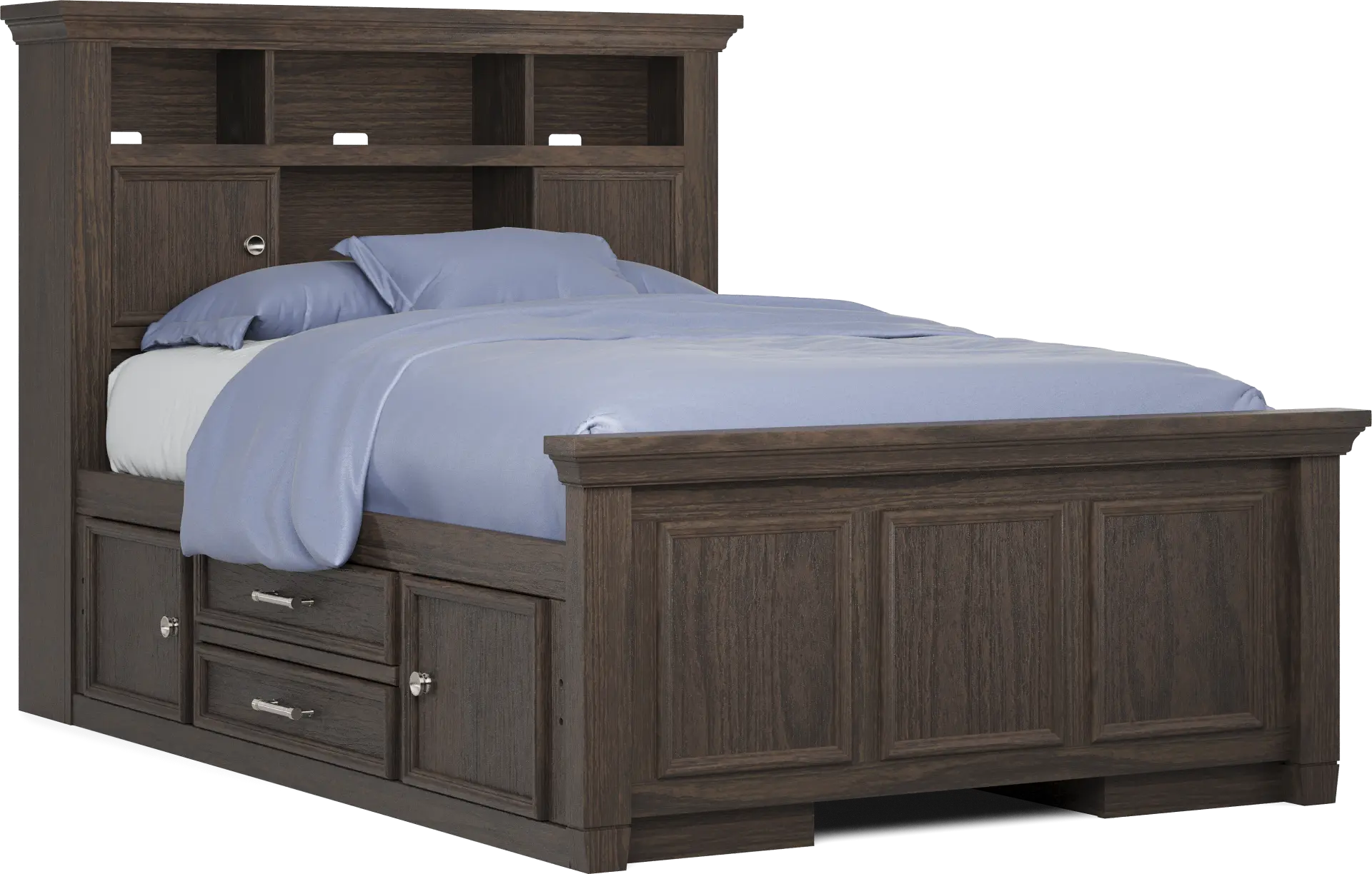 Kids Canyon Lake Java Full Bookcase Bed with 2 Storage Side Rails