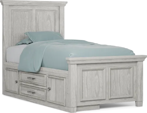 Kids Canyon Lake Ash Gray Twin Panel Bed with Storage Side Rail