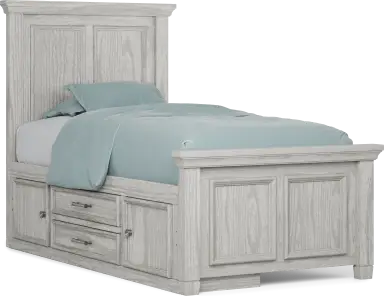 twin panel bed with storage rail