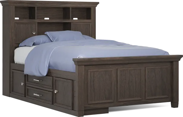 Kids Canyon Lake Java Full Bookcase Bed with Storage Side Rail